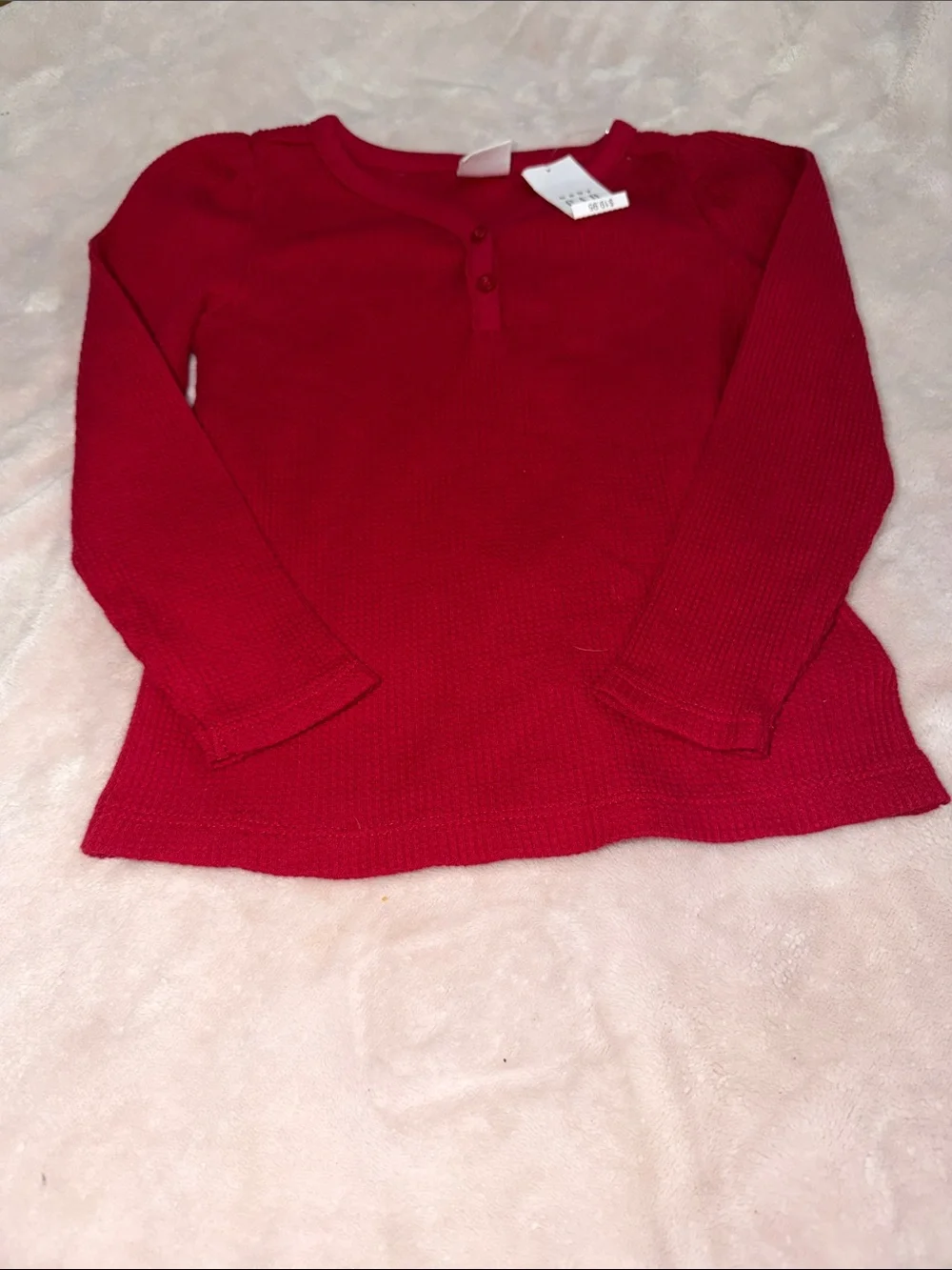 GAP Red Ribbed Long-Sleeve Henley Top